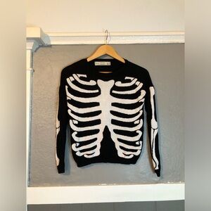 Zoe Baer | Black Ribcage Sweater size medium fits sm cropped punk goth misfits